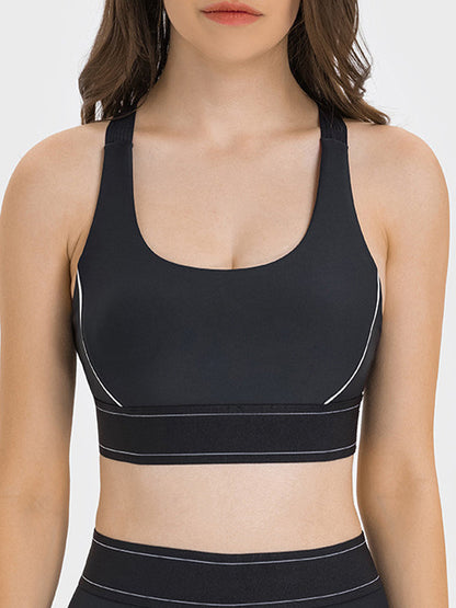 ZASUWA Female Contrast Color Adjustable Strap with Chest Pads Sports Bras
