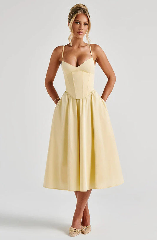 ROBE MIDI MARIELLA - JAUNE