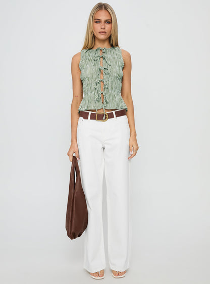 Serenitia Mid Rise Relaxed Jeans White Wash