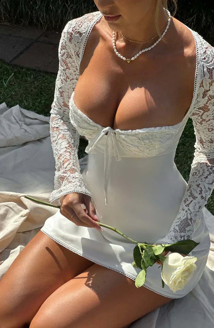 ROBE MINI EN DENTELLE LIZA - BLANCHE