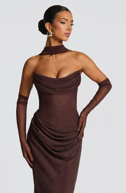 ROBE MAXI LIORA - MARRON PRUNE