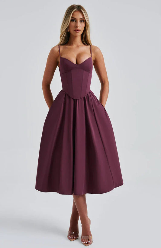 ROBE MIDI MARIELLA - BOURGOGNE