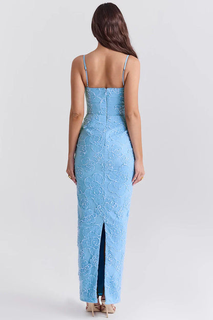 ROBE MAXI LYRA - BLEU CLAIR