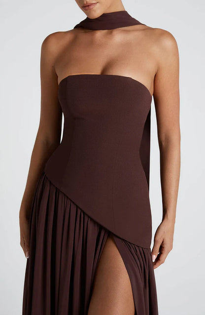 ROBE MAXI MALIYAH - MARRON