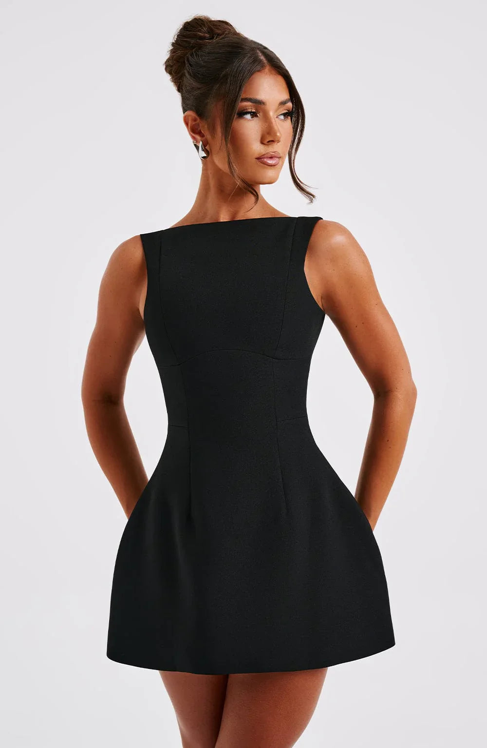 ROBE MINI DOS NU LILA - NOIRE
