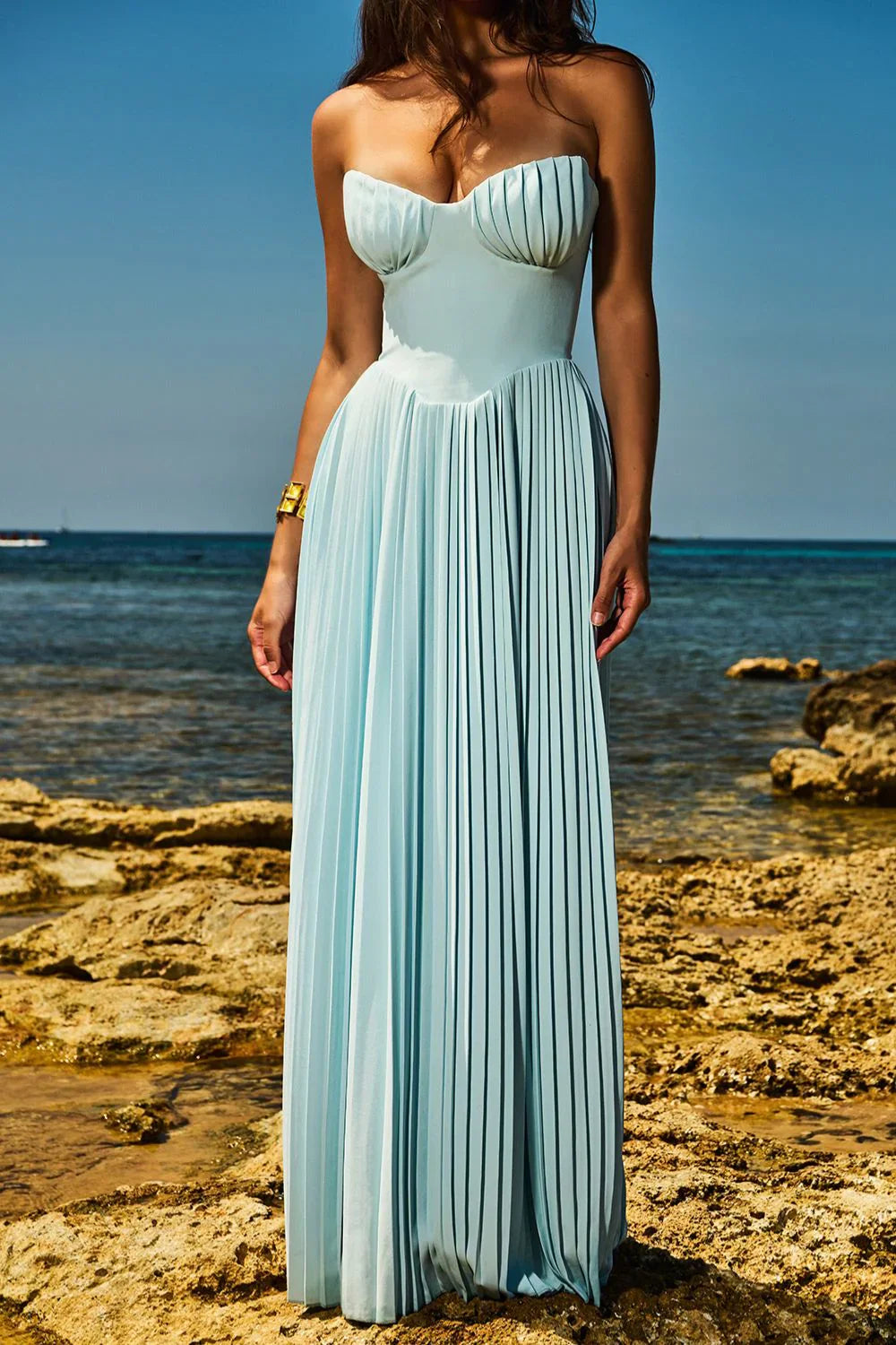 ROBE MAXI HELENA - BLEU CLAIR