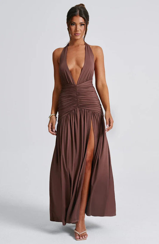 ROBE MAXI MELANIA - MARRON