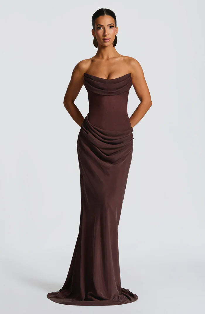 ROBE MAXI LIORA - MARRON PRUNE