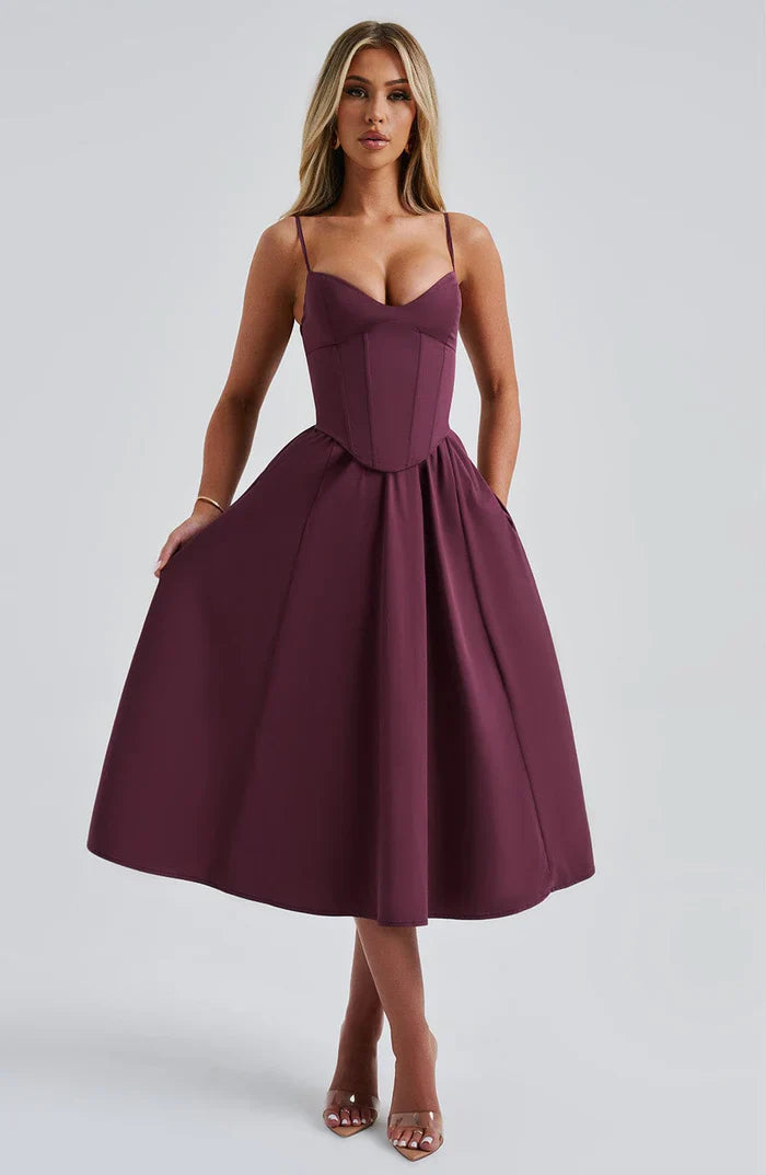 ROBE MIDI MARIELLA - BOURGOGNE