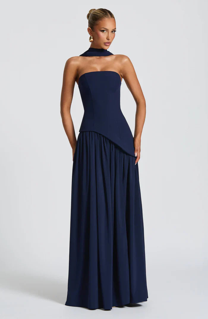 ROBE MAXI MALIYAH - BLEU MARINE