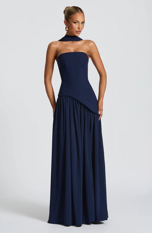 ROBE MAXI MALIYAH - BLEU MARINE