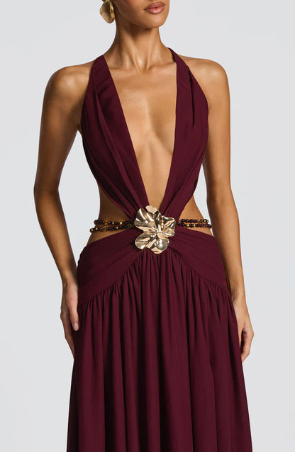 ROBE MAXI INDIANNA - BOURGOGNE