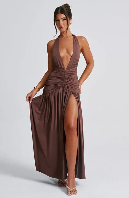 ROBE MAXI MELANIA - MARRON