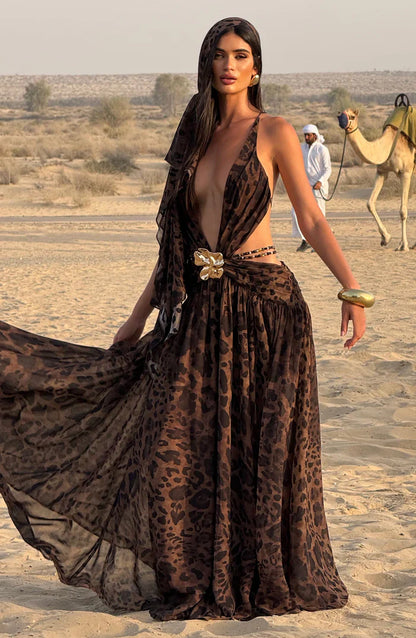 ROBE MAXI INDIANNA - LÉOPARD