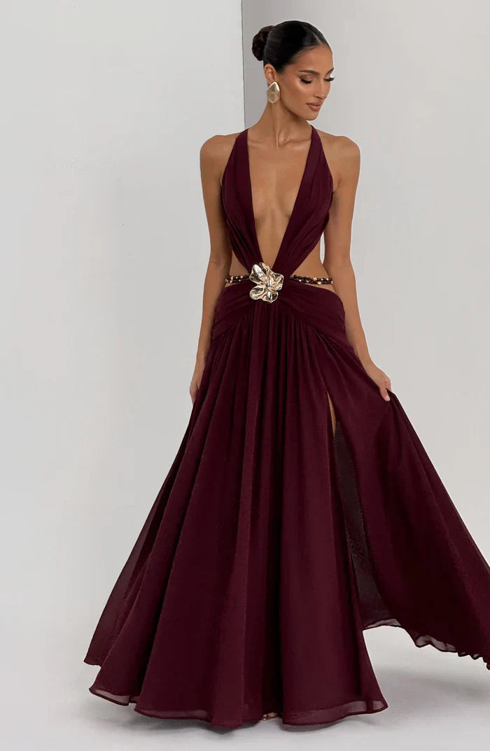 ROBE MAXI INDIANNA - BOURGOGNE