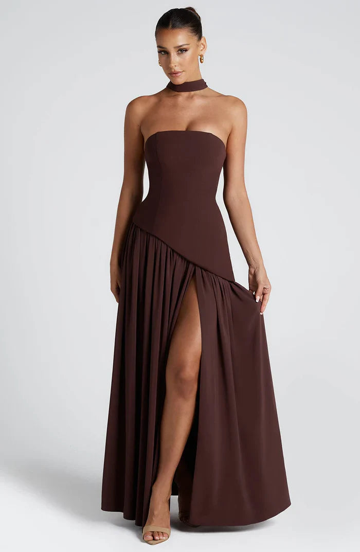 ROBE MAXI MALIYAH - MARRON