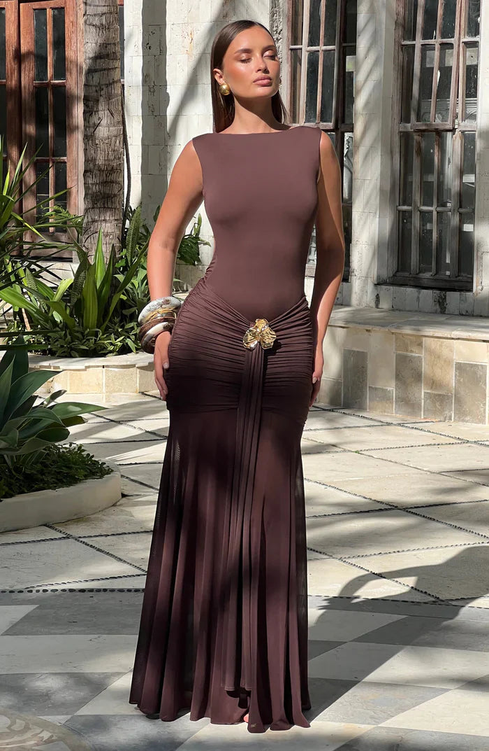 FAE MAXI DRESS - PLUM BROWN