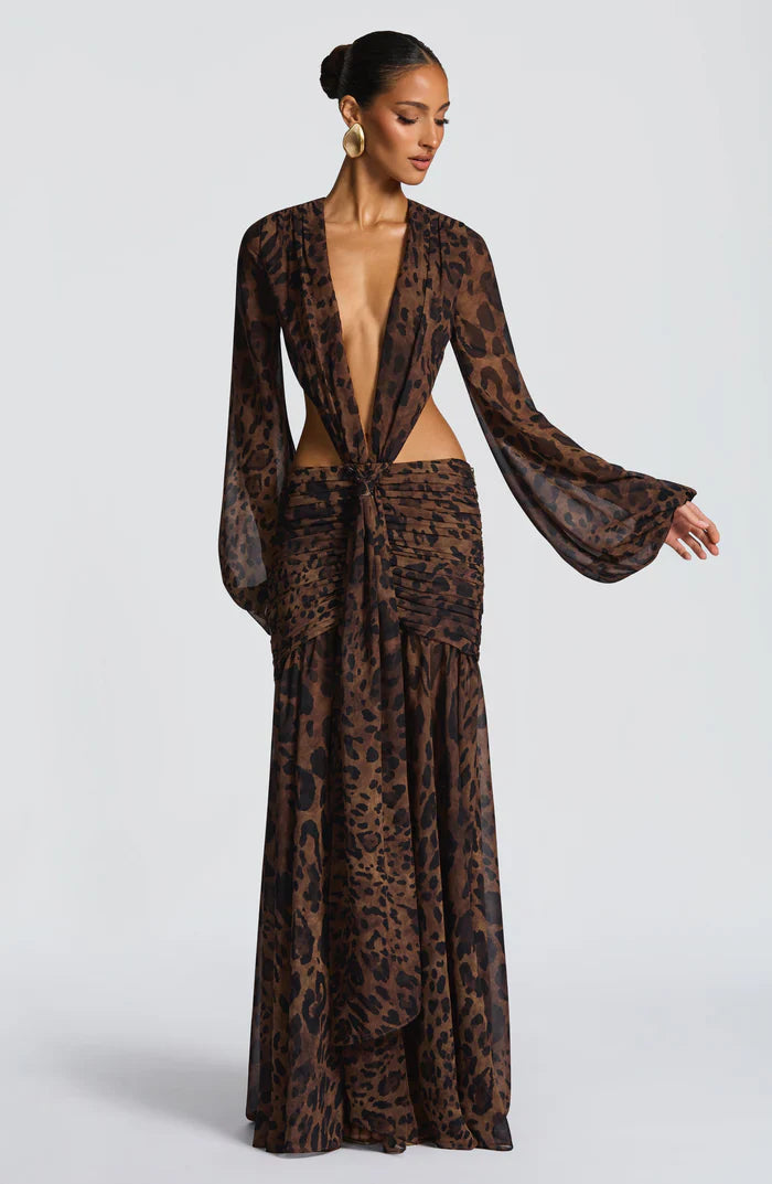 ANDRINA MAXI DRESS - LEOPARD