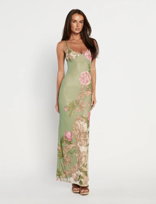 ROBE MAXI LUNAIRE ÉLÉGANCE - VERT
