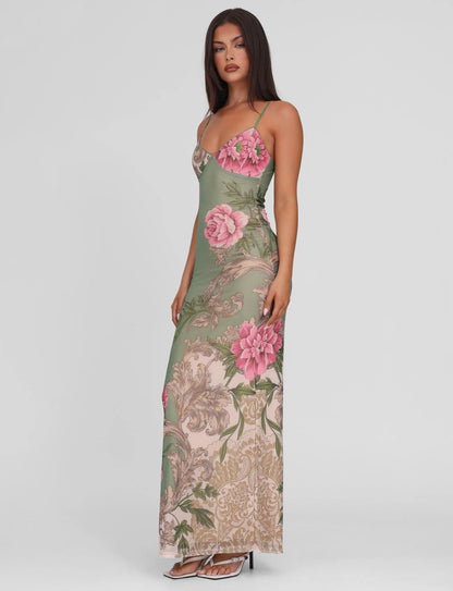 ROBE MAXI LUNAIRE ÉLÉGANCE - VERT