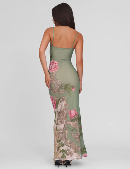 ROBE MAXI LUNAIRE ÉLÉGANCE - VERT