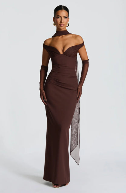 ABIGAIL MAXI DRESS - PLUM BROWN