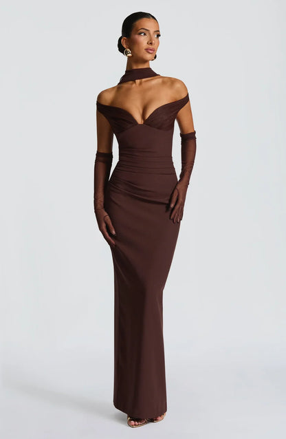 ABIGAIL MAXI DRESS - PLUM BROWN
