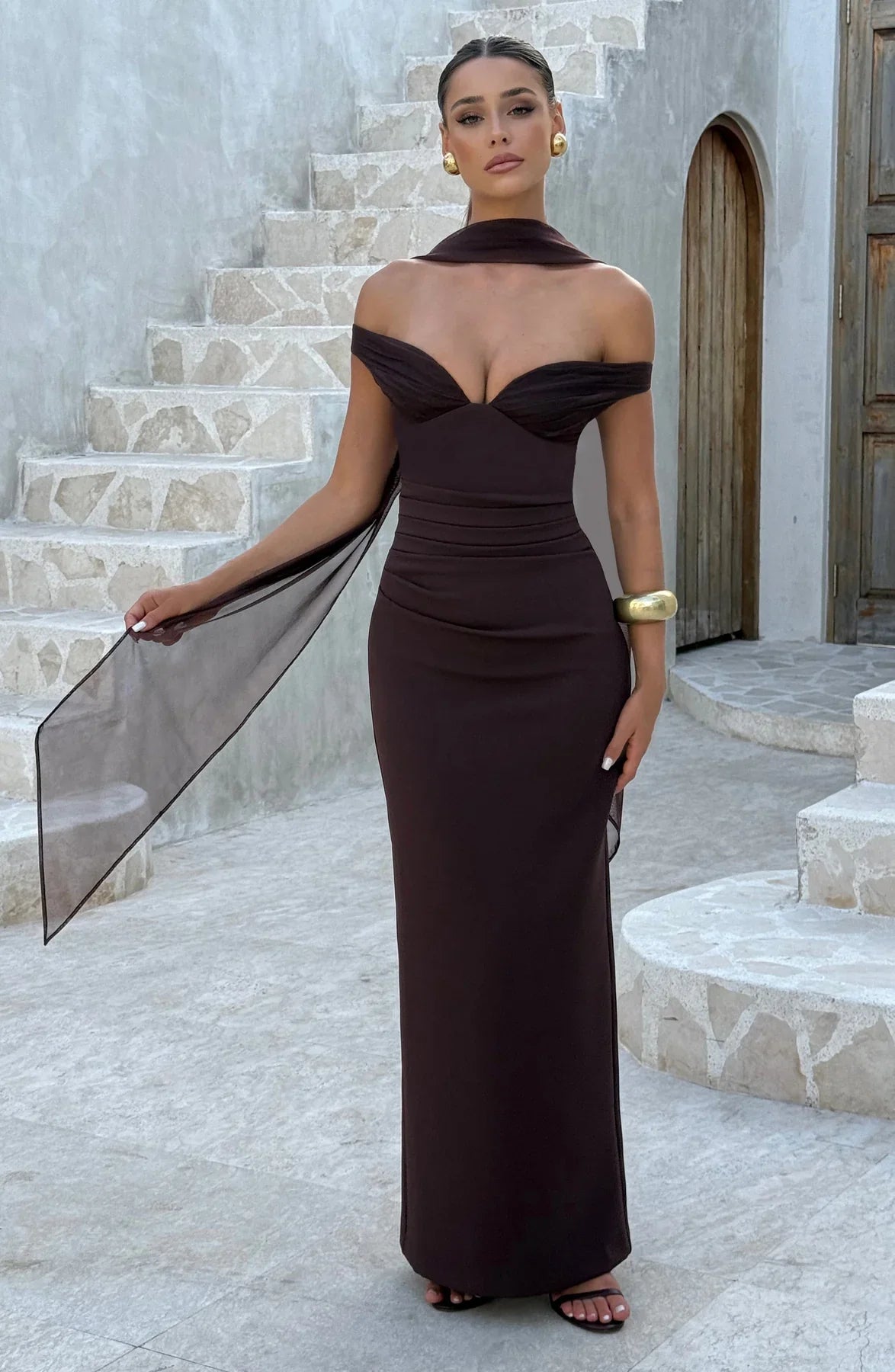 ABIGAIL MAXI DRESS - PLUM BROWN