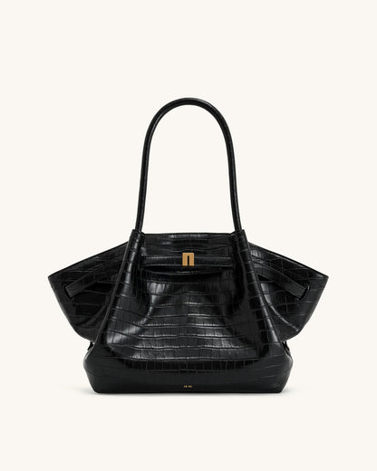 SAC CABAS MOYEN HANA - NOIR CROCO