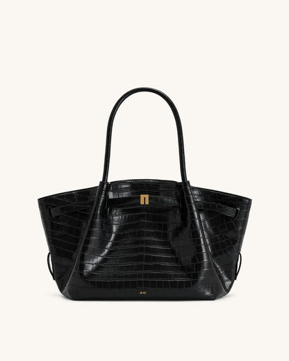 SAC CABAS MOYEN HANA - NOIR CROCO