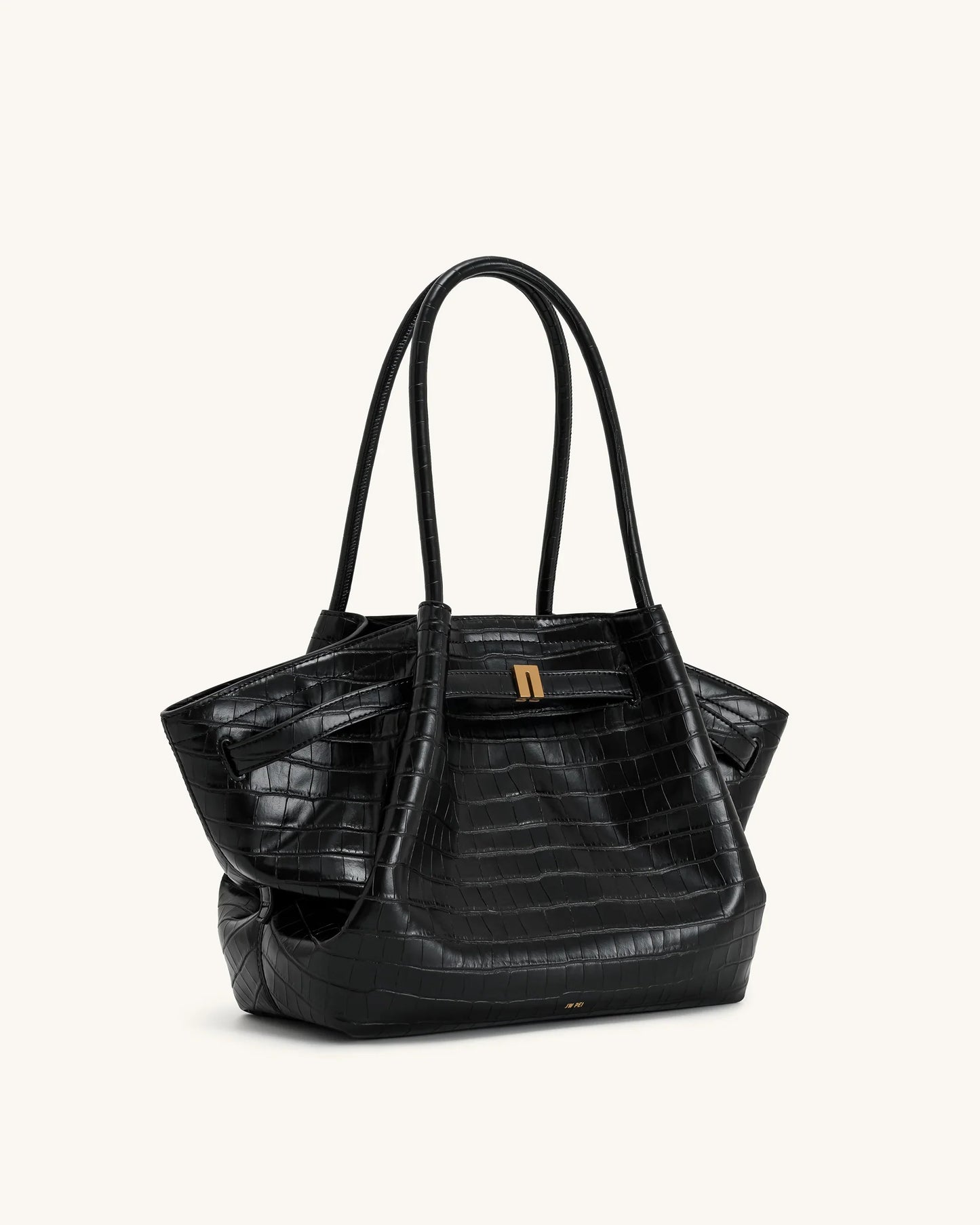 SAC CABAS MOYEN HANA - NOIR CROCO