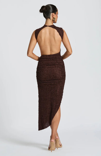 APHRODITE MIDI DRESS - BROWN