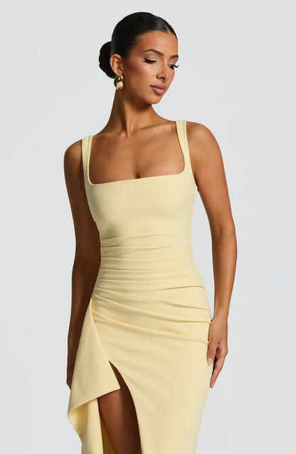 ROBE MAXI KATANA - JAUNE