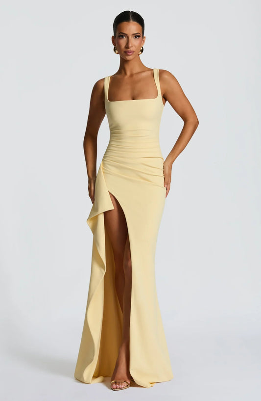 ROBE MAXI KATANA - JAUNE