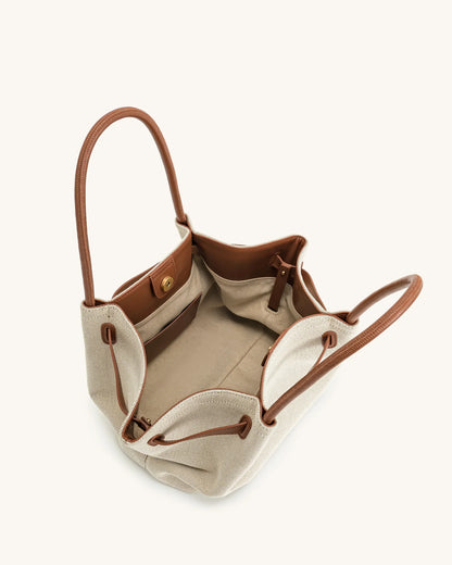 SAC CABAS MOYEN HANA - TOILE/MARRON
