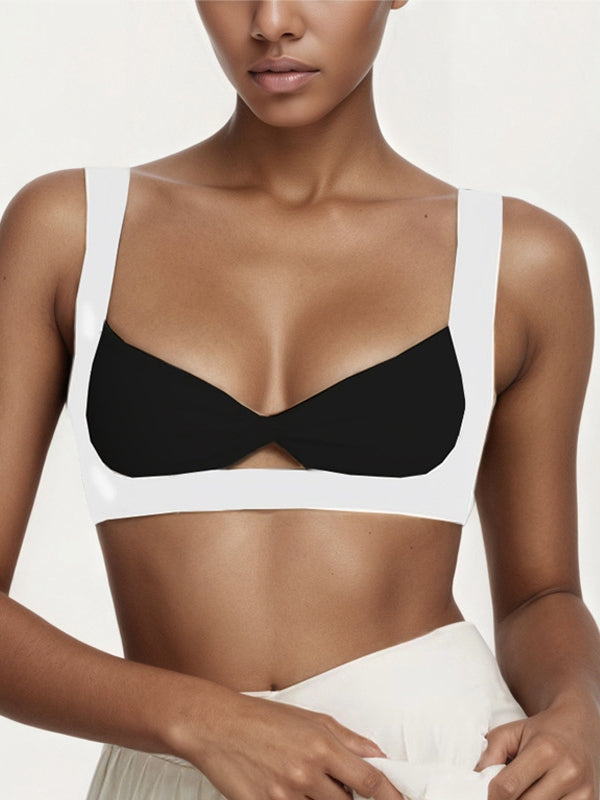 ZASUWA Female Contrast Color Backless Sports Bras