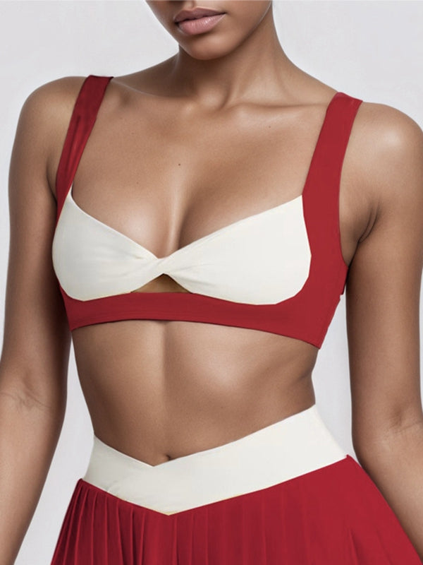 ZASUWA Female Contrast Color Backless Sports Bras